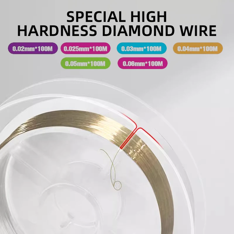 GOLD WIRE 100M 0.02/0.025/0.03/0.035/0.04/0.05/0.06mm LCD Separation Steel Wire Screen Glass Cut Line Gold Wire for Mobile Phone