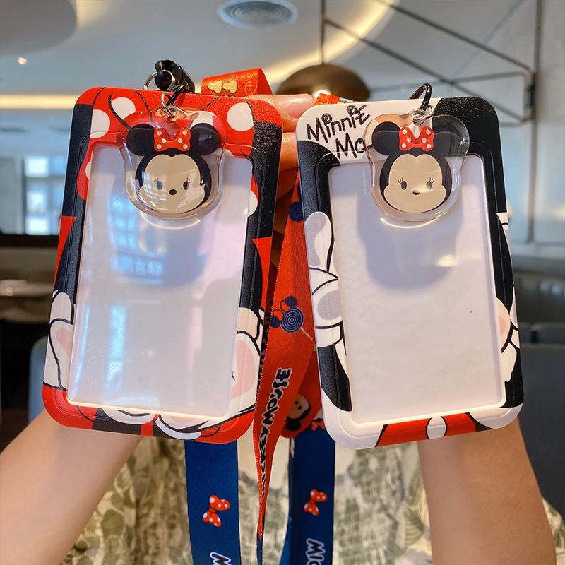 Japanse Disney Minnie Mickey Donald eend muiskaart kinderen helften nek touw reisaccessoires certificaat borstkaart