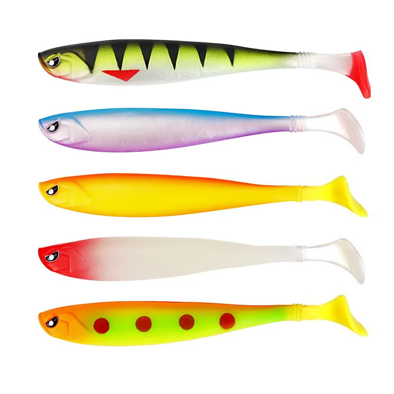 Rainbow Fish PVC Material Software Simulation Lure Bait Swimbait Fishing Lure Fly Fishing Baits  Articles Peche 5 Pieces Sets