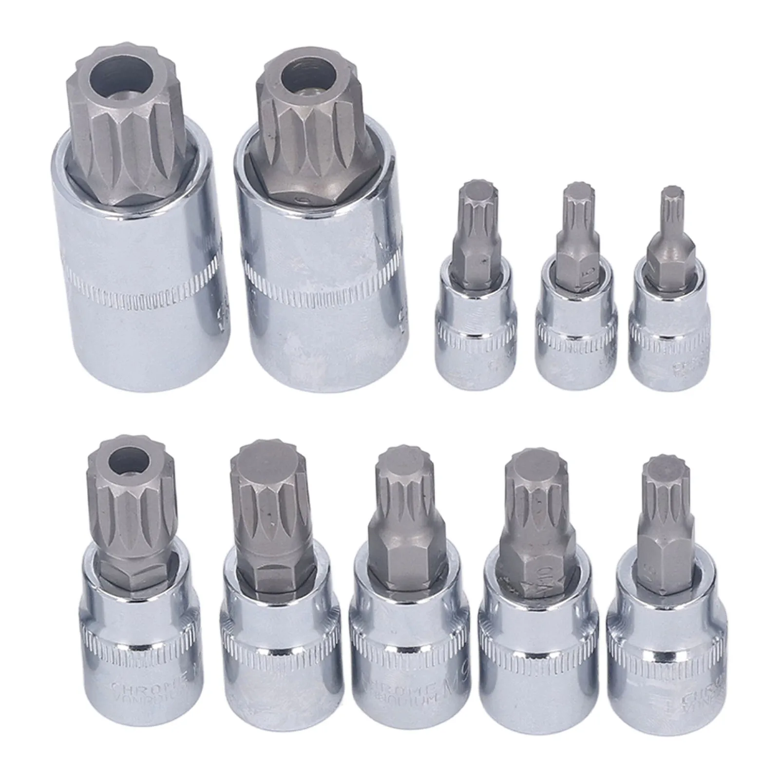 

Triple Spline Bit Socket M4 To 1/4in 3/8in 1/2in Drive CR V Bit Socket Set with Storage Box Spline Bit Socket