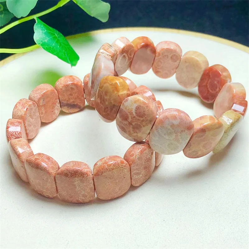 Natural Coral Jade Bangle Women Elegant Crystal Healing Fengshui Energy Bangles Jewelry Gift 1pcs 15x20mm