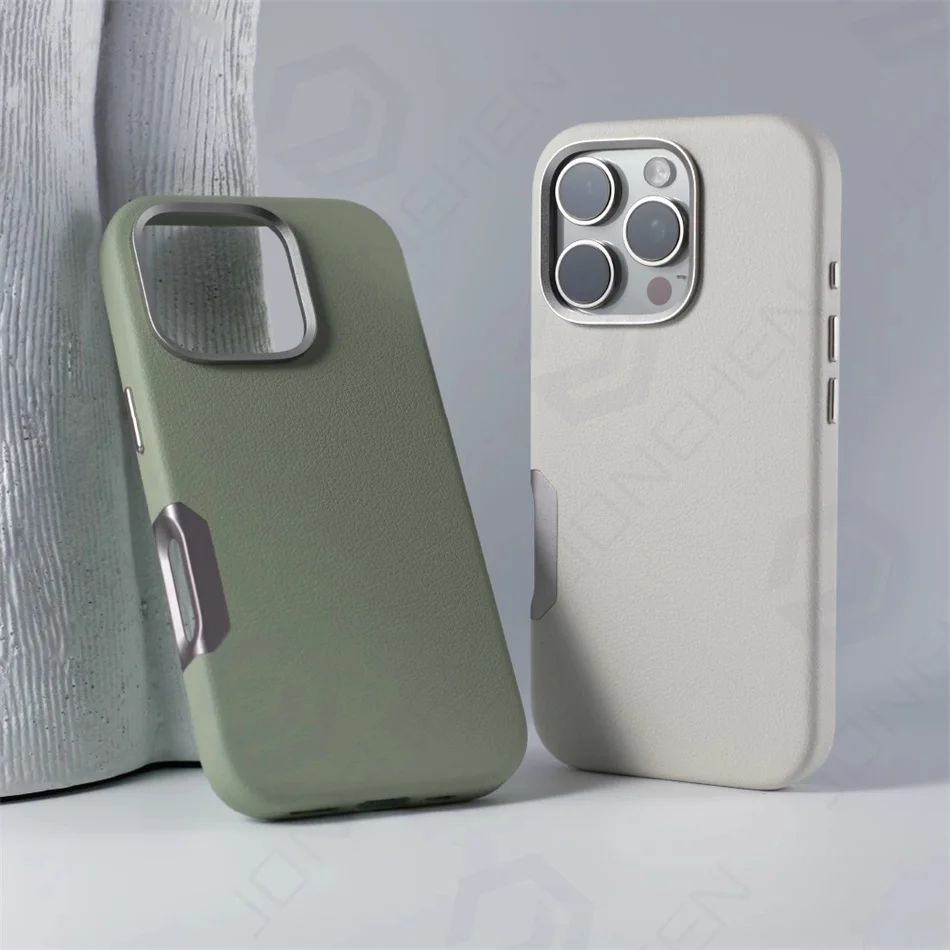 For Magsafe Leather High Quality Alloy Camera Button Magnetic Case For iPhone 16 Pro Max 16pro Wireless Charge Shockproof Cover