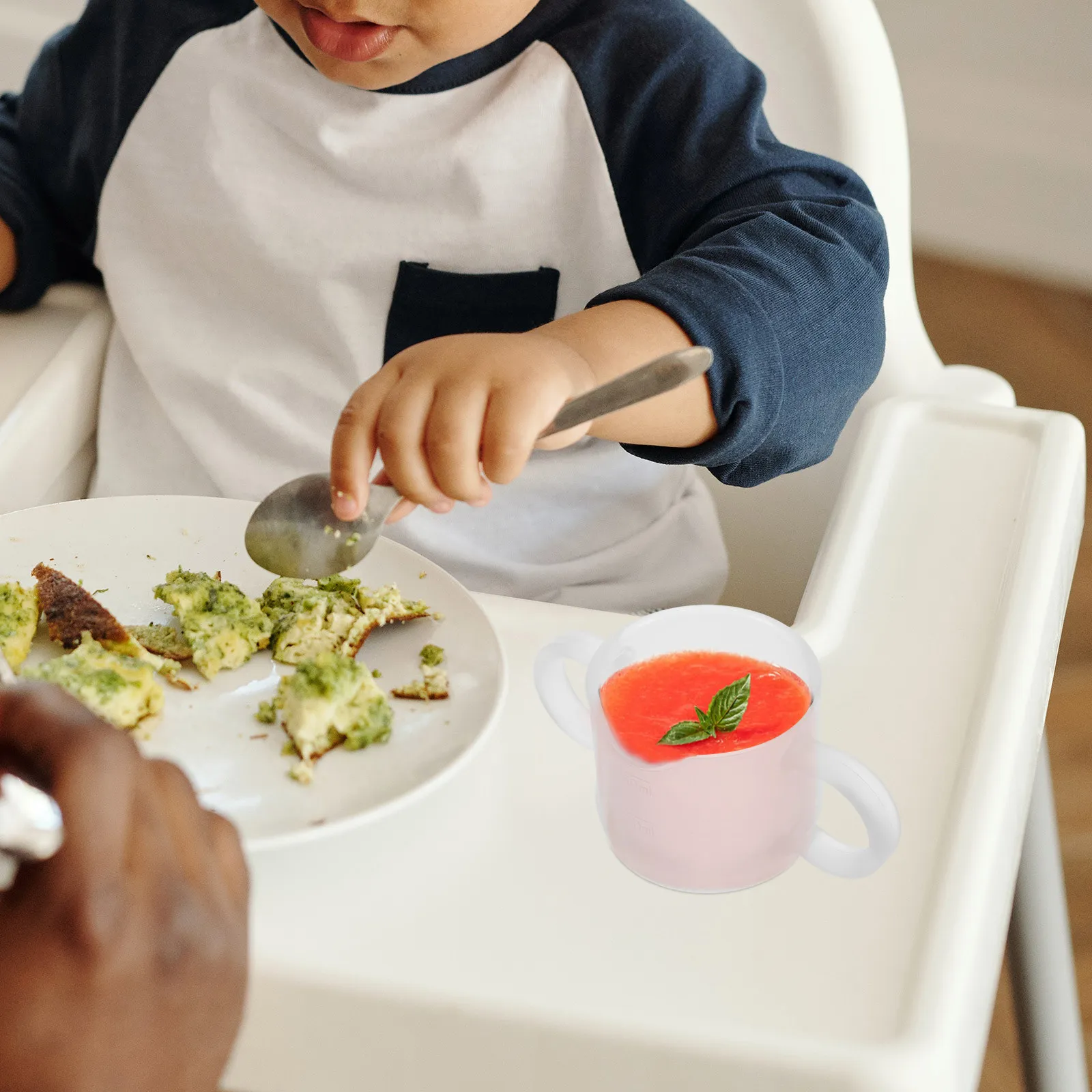 

Learning Kids Drinking Cups Toddler Silicone Water Cartoon Dual Handles Measurement Markings Safe Durable Cute Design Baby