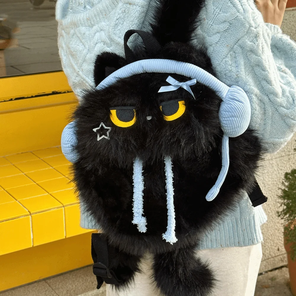 Mochila de Felpa con Diseño de Gato Siamés Kawaii, Aspecto Realista, Simulación de Animal, Bolso de Hombro, Suave y Esponjoso, para Estudiantes, Uso Casual