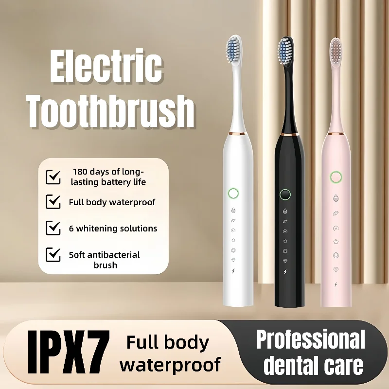 

Новый набор электрических зубных щеток, 8 насадок с подметальной вибрацией, аккумулятор емкостью 180 дней, быстрая зарядка, IPX7, водонепроницаемый, для домашнего путешествия, подарки