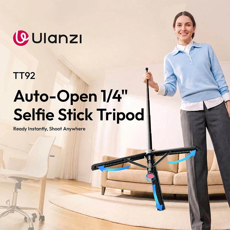 Ulanzi TT92 Auto-Open Selfie Stick Tripod Universal 1/4