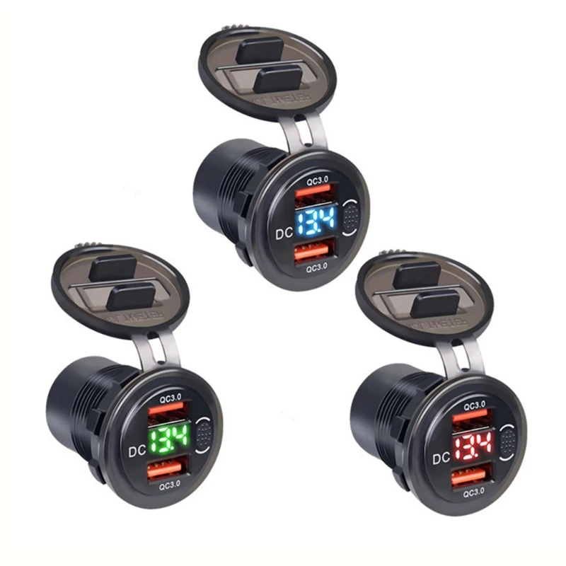 

Advanced Double QC3.0 Car Socket Adapter Waterproof USB Fast Charging with Monitors and 12V/24V