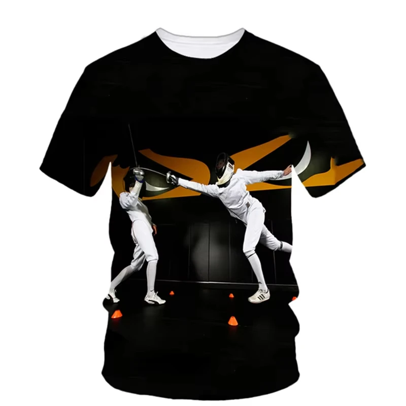 

Fashion Men's T-shirt Fencing Sports Printing Tee Summer Competitive sport Short Sleeve Comfortable Women T-Shirt Kid TShirt Y2k