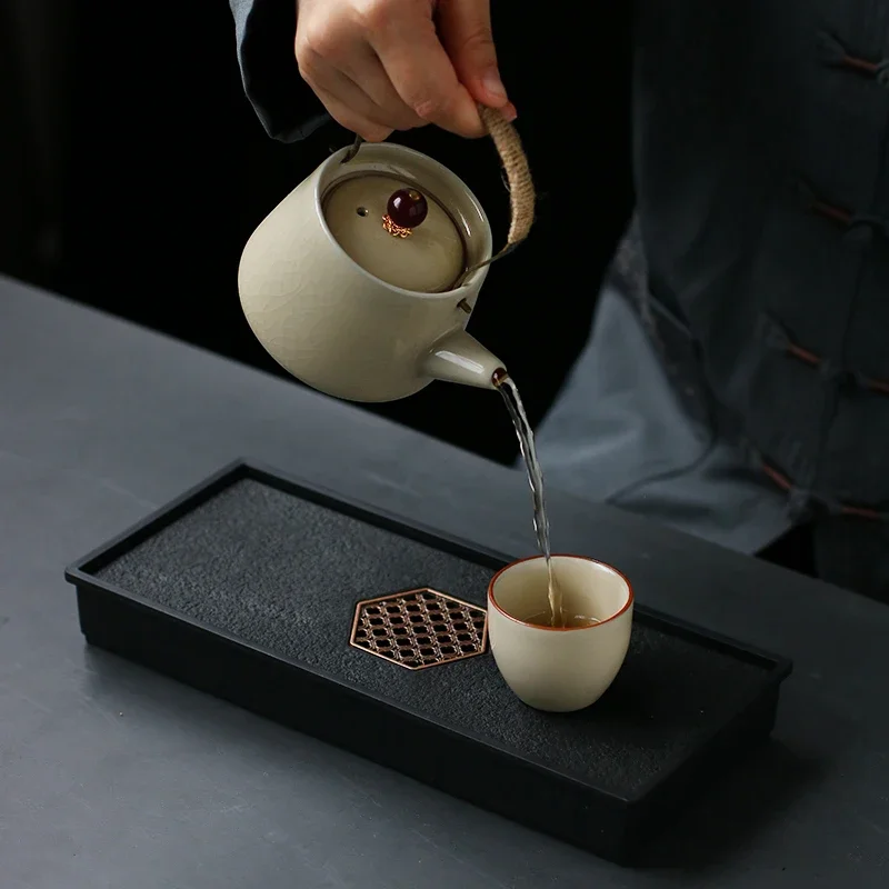 Kung Fu Ru Kiln Teapot Household Personal Tea One Pot Two Cups Dry Brew Single Drink