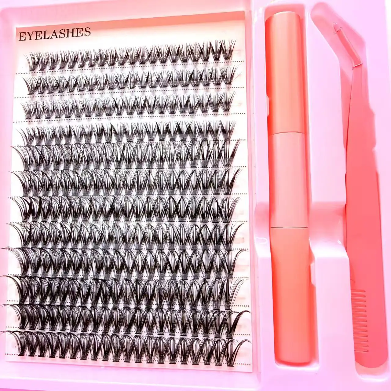 DIY Makeup Natural Wispy Faux Mink False Eyelashes Lightweight  Cluster Lashes Set with Lash Seal Bone and Tweezers