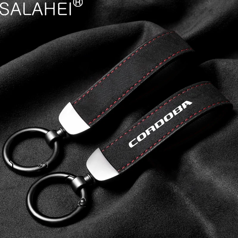 Suede Car Logo Keychain Pendant Jewelry Key Ring Chain Gifts For Seat Ibiza Leon Toledo Ateca Arona Cordoba Altea Alhambra Arosa