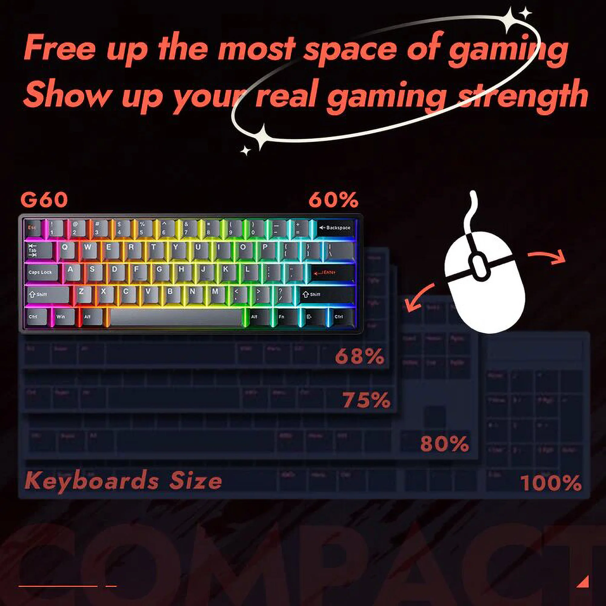 Imagem -04 - Teclado Magnético do Jogo do Interruptor Disparador Rápido 61 Chave Compacto Teclado com Fio Mecânico Rgb Personalizado Backlit Drunkdeer-g60