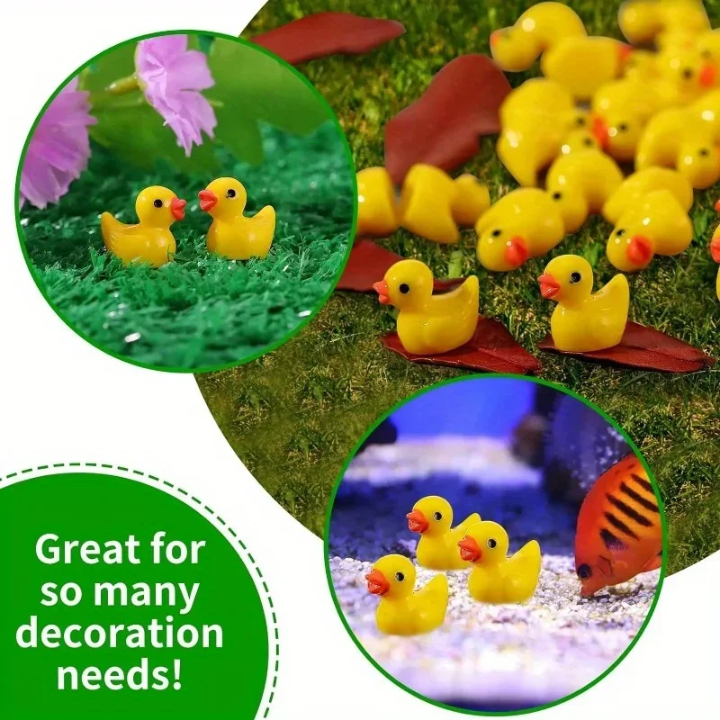 100/200 Stk/set Geel Mini Eend Ornament Miniatuur Figuren Kleine Eendenhars Handwerk Micro Landschap Planten Fee Decoratie