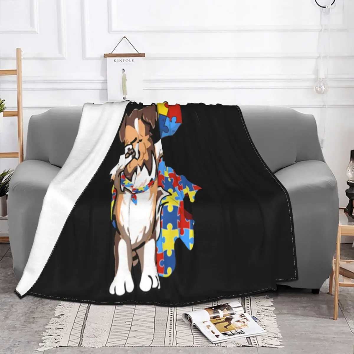 Cute Dabbing Sheltie Dog Autism Awareness Gifts Adult Youth Street Style Personalized Fitness Throw Blanket