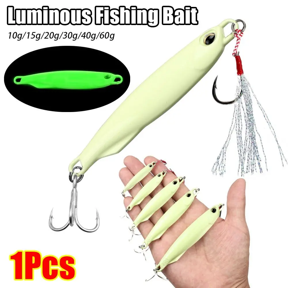 1Pcs Iron Plate Luminously Fishing Bait Metal 10g/15g/20g/30g/40g/60g Iron Board Fishing Lure Jig Spoon Long Casting Hard Bait