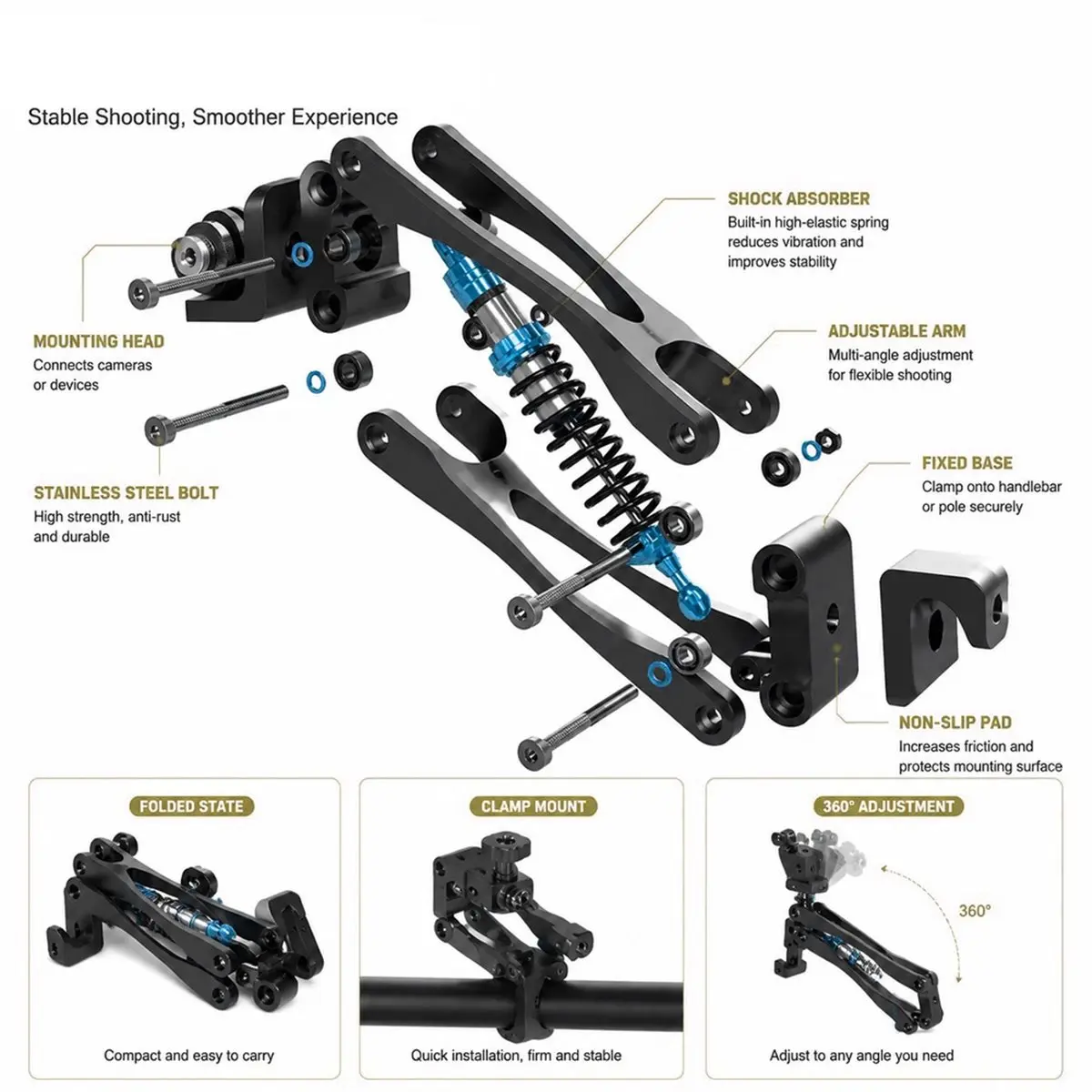 For Action 5 Pro/ 13/for X4 Camera Shockproof Stabilizer ,Bike/Motorcycle Fixing Mount,Bicycle Clip
