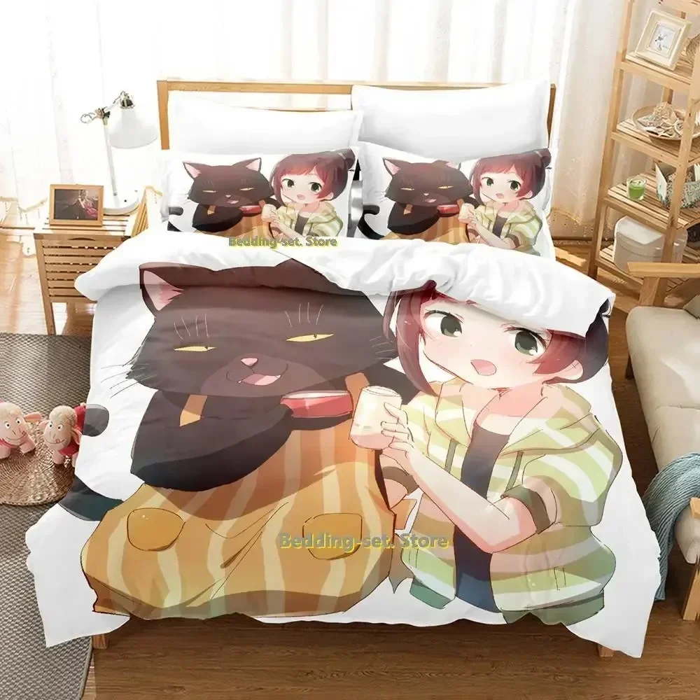 The Masterful Cat Is Depressed Again Today Bedding Set Cartoon Anime three-piece set Adult Kid Bedroom Duvetcover Sets 3D Kawaii