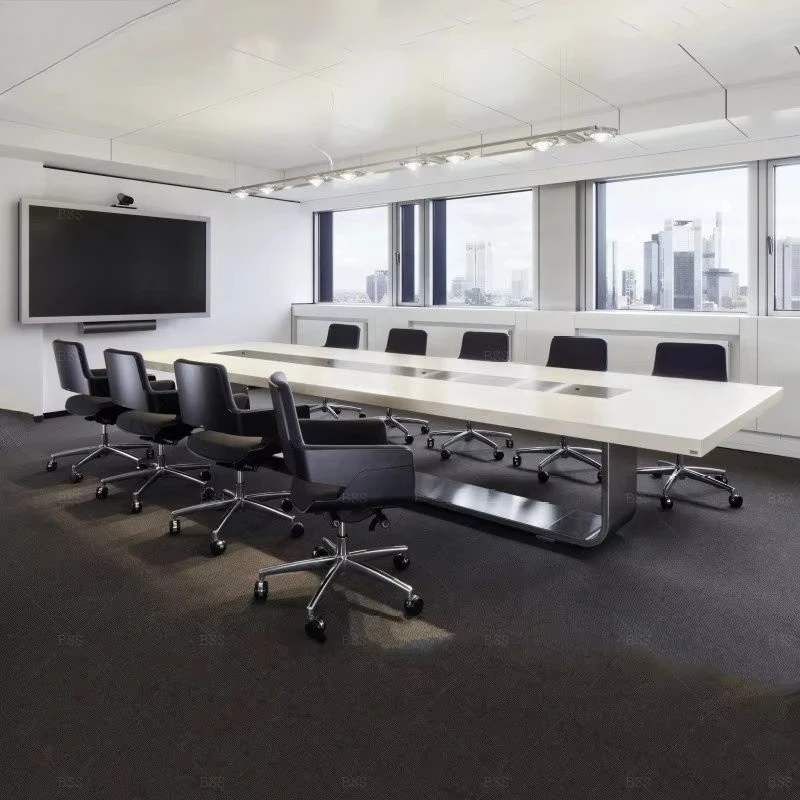 إيطاليا تصميم رائجة البيع مستطيل كبير الحجم 16ft طويل 18 مقاعد الرخام الاصطناعي مكتب طاولة المؤتمرات الحديثة