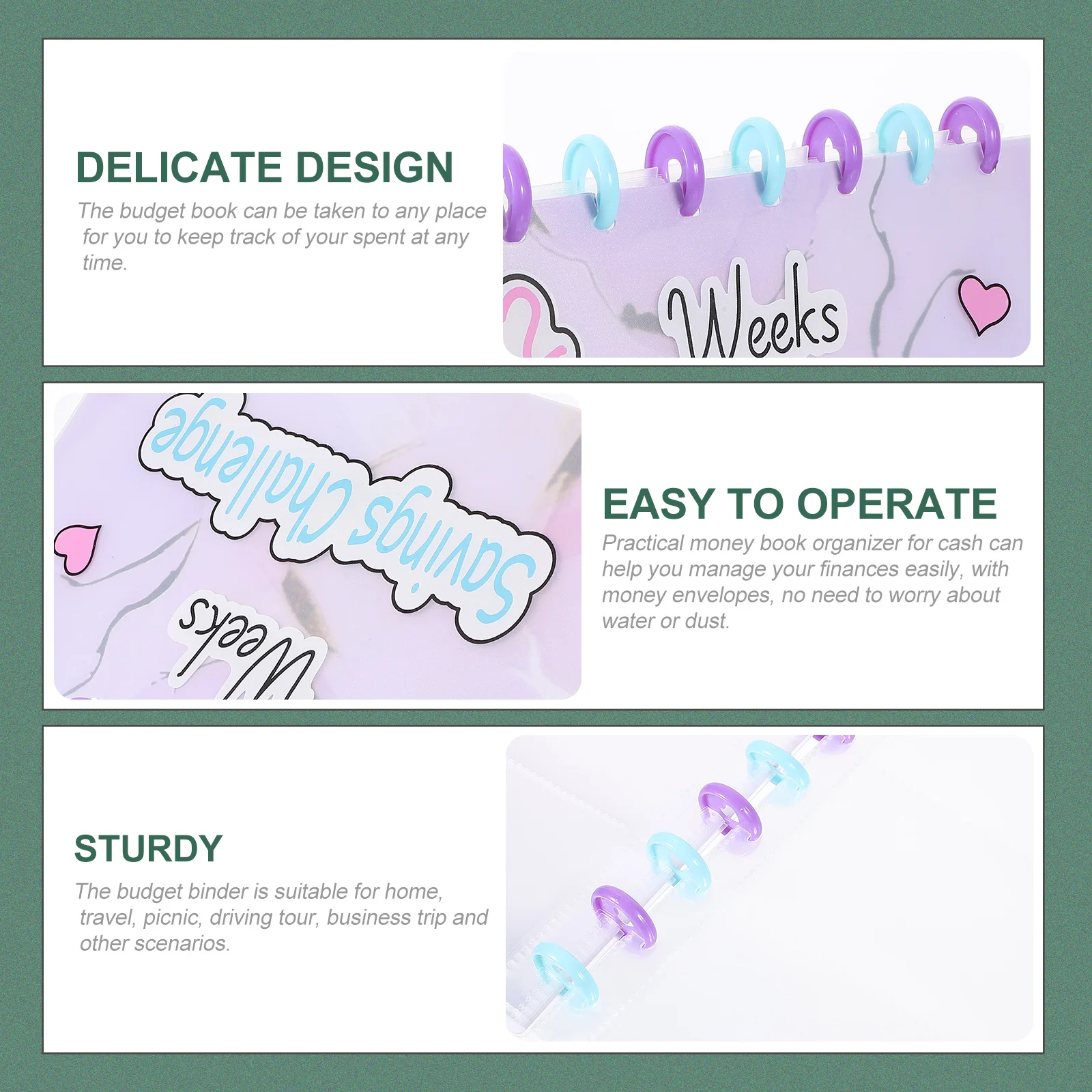 Budget Binder With Cash Envelopes Money Organizer For Cash Budgeting Planner Savings Book Loose-Leaf Budgeting Binder