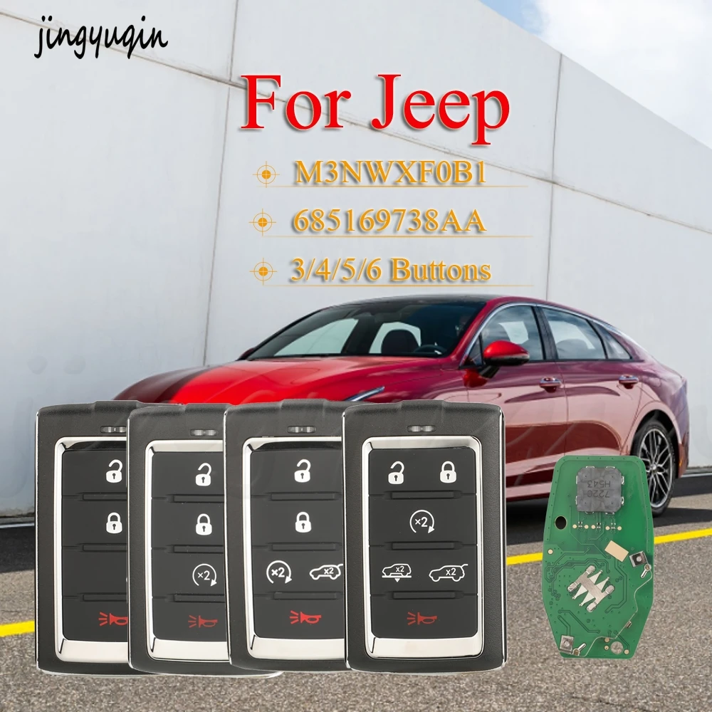 

jingyuqin 3/4/5/6 Buttons Smart card Remote Car key PN: 685169738AA / M3NWXF0B1 For Jeep Grand Wagoneer 2021-2022