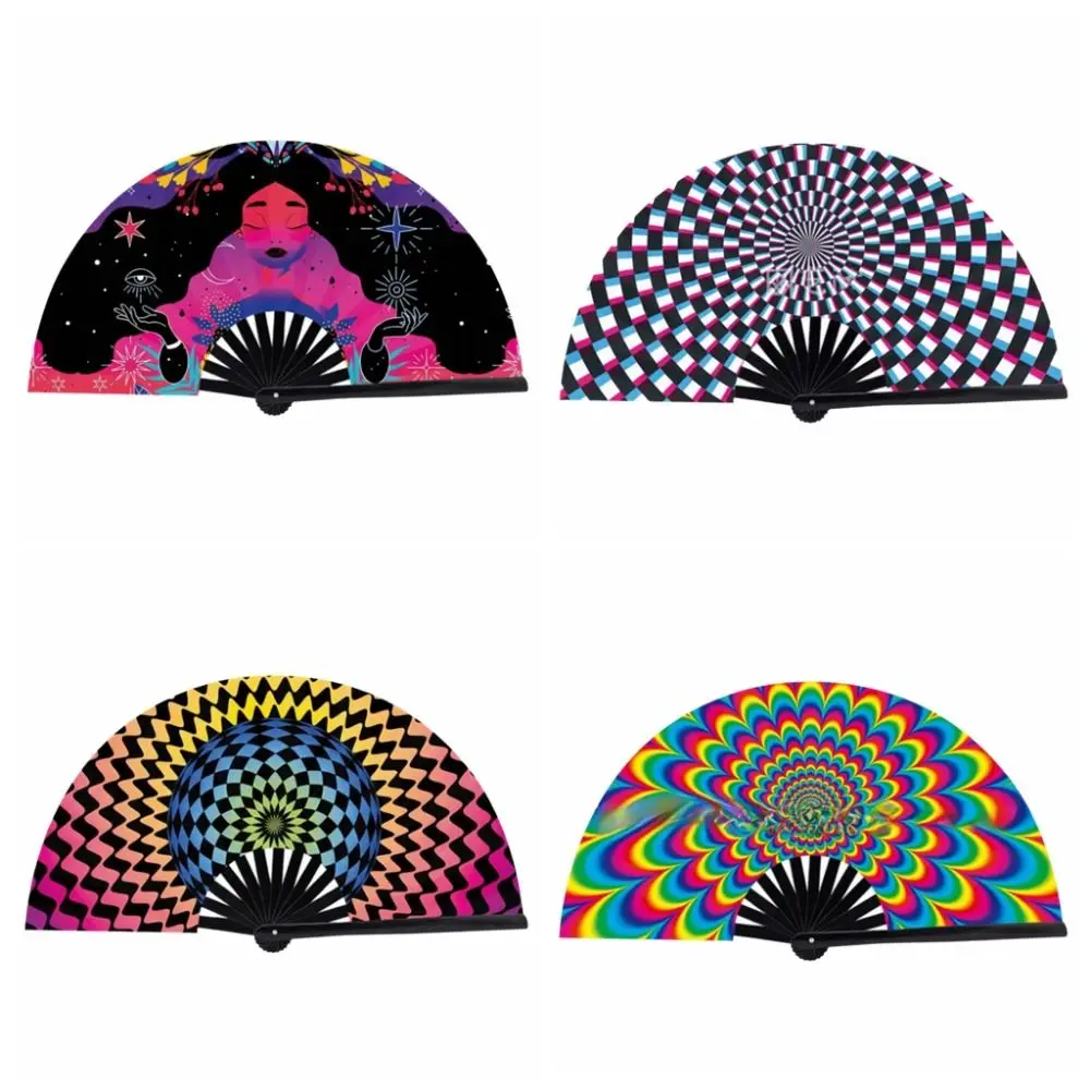 European Style 33 Cm Kung Fu Fan Gradient Colorful Reflective Folding Hand Fan Large Foldable Clacking Fan Performance