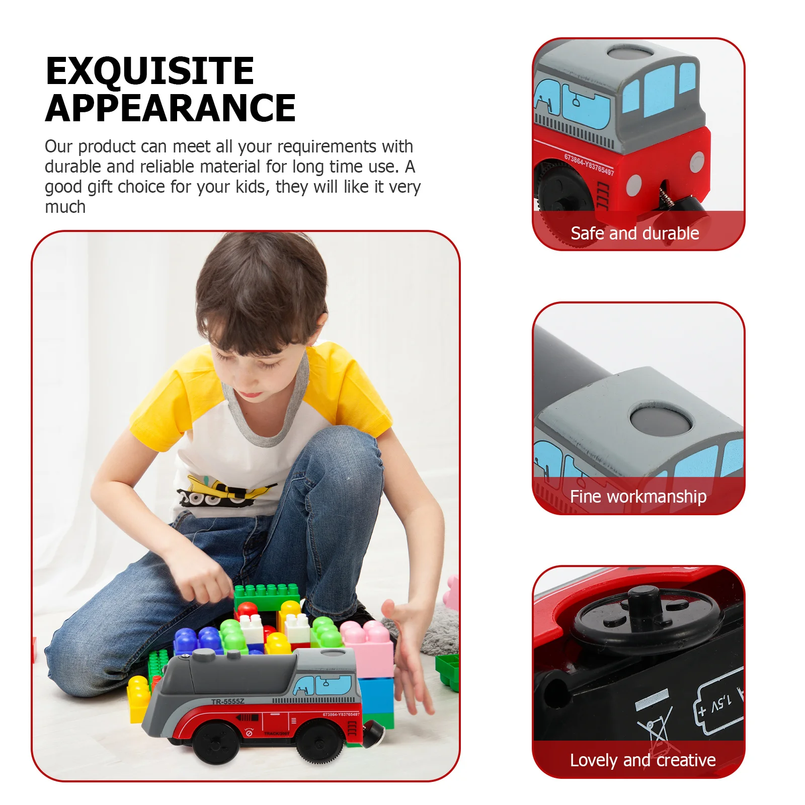 Vaguelly 1pc Magnetic Locomotive Toy Train Set for Kids Alloy Electric Red Connectable Magnetic Car Plaything