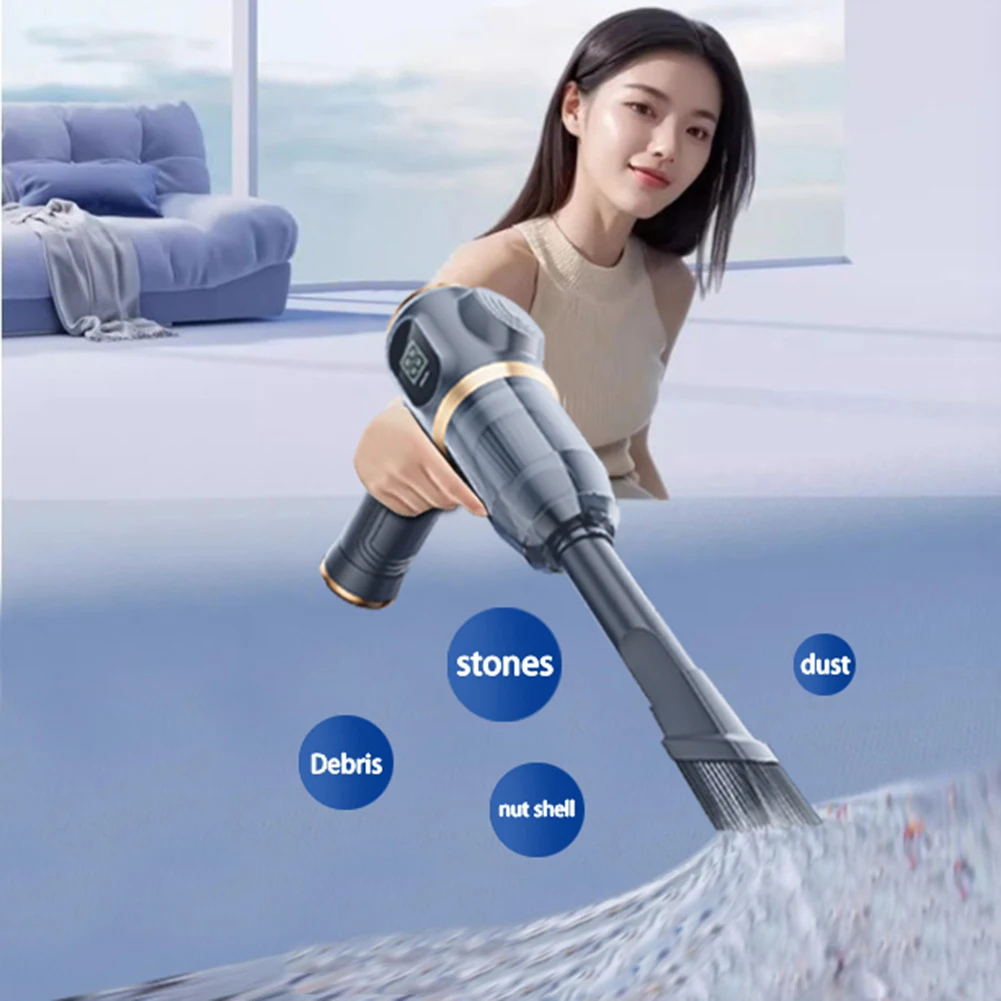 For Car Interior For Home Use USB Charging Vacuum For Tight Spaces Extended Flat Suction Head Thick Suction Head