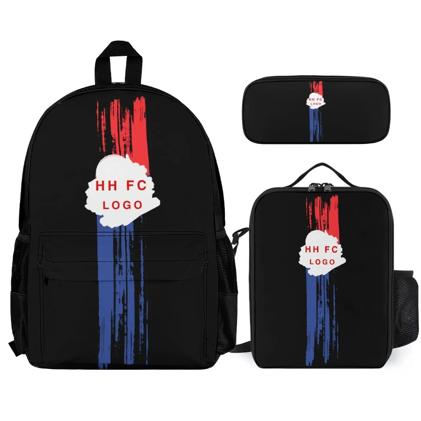 Hapoel Haifa Fc  Student School Bag Pencil Case Three-Piece Set With Lunch Tote Bag And Pencil Bag Backpack