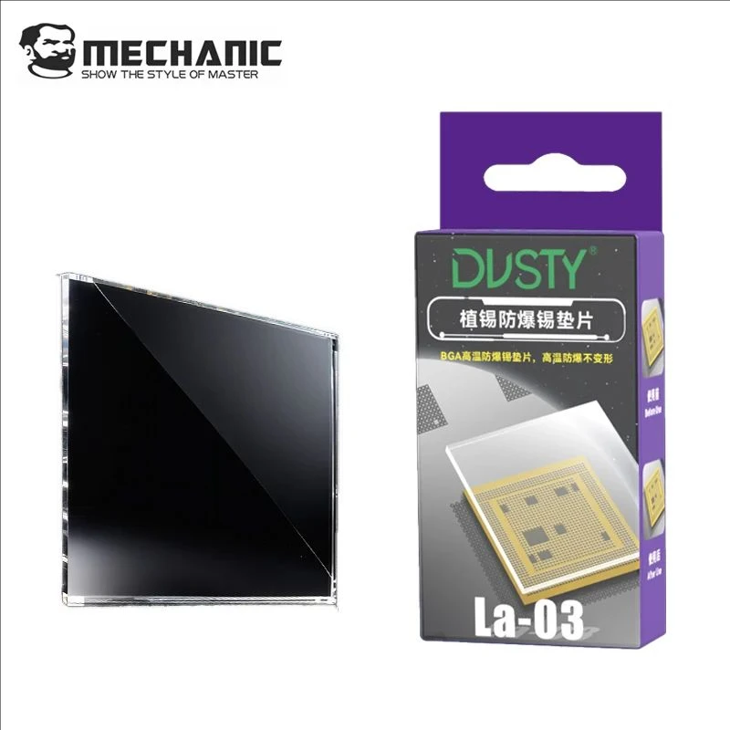 MECHANIC DUSTY La-03 20x20mm White Glass Explosion-proof Tin Gasket For CPU GPU Chip Phone Repair Tool