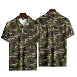 Camouflage Printed Summer Men's Button Down Collar Polo Shirts Casual Tops Oversized Short Sleeve Fashion Sportwear Men Clothing