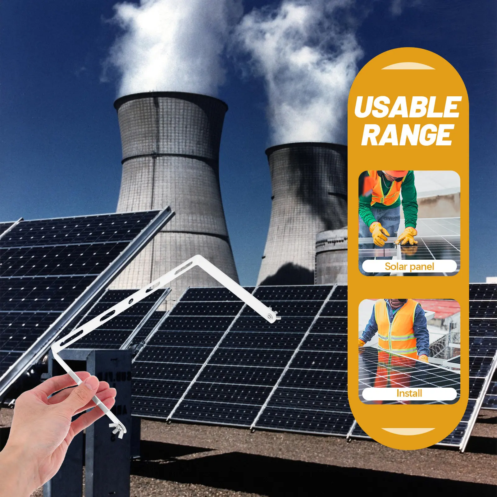 1Set Robust U-Shape Solar Panel Mounting Bracket for Outdoor Use Street Lamp Solar Charging Photovoltaic Panels Wall Mount