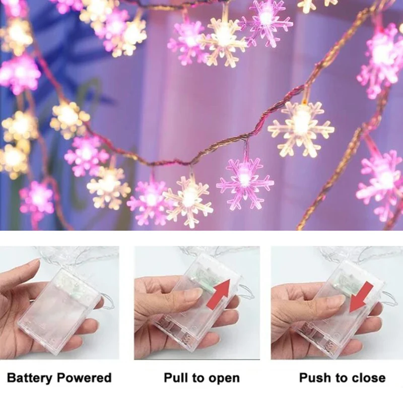 Christmas Decoration Snowflake Ball String Lights Festival Led Light Street Garland Holiday Lighting New Year