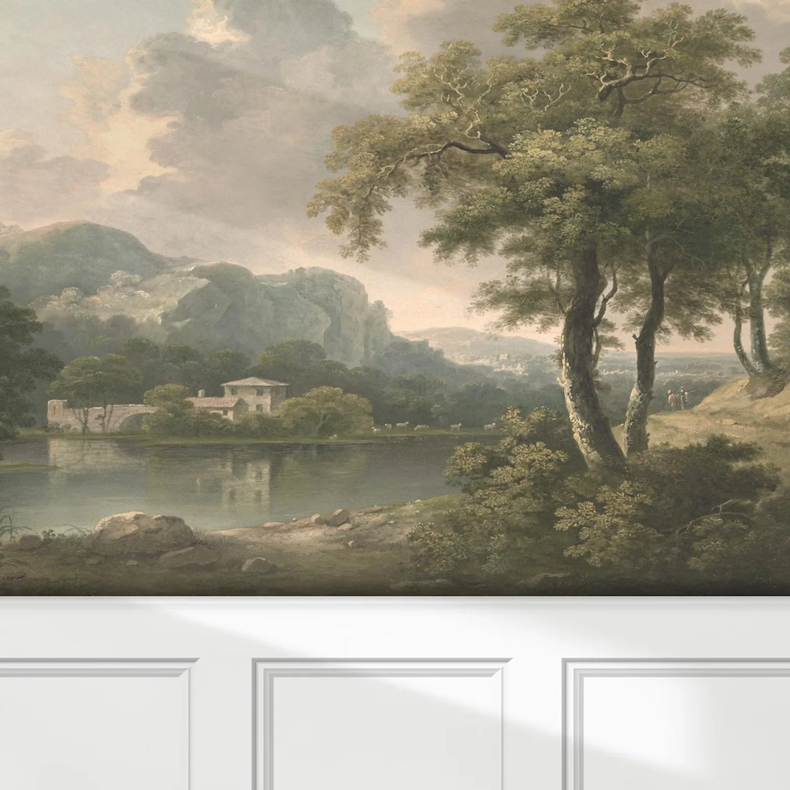 Tradition Countryside Wallpaper Tree Scenic Wall Mural Peel and Stick,Vintage Landscape Wallpaper Bedroom Living Room Wall Decor