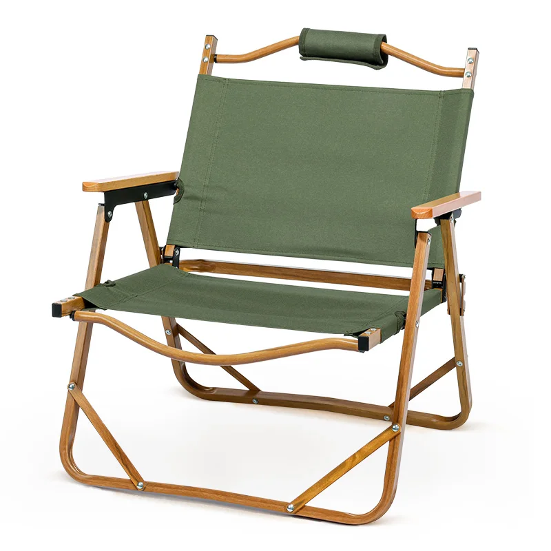 Custom Outdoor Wood Grain Metal Frame Folding Wholesale Beach Camp Chair Foldable Kermit Chair