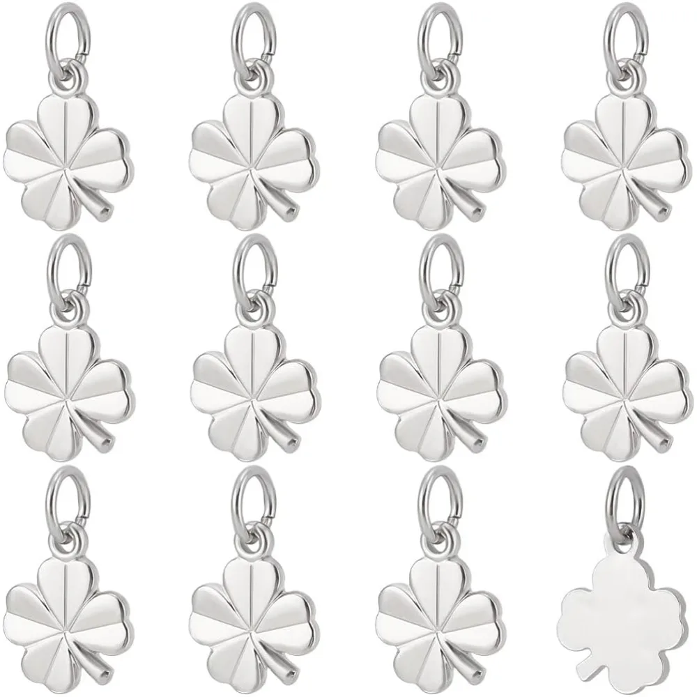 

40Pcs 2 Colors Four Leaf Clover Charms 18K Gold & Platinum Plated Brass St. Patrick's Day Shamrock Charm Good Luck making kit