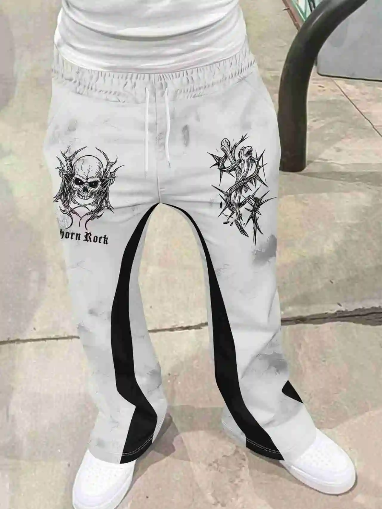 Hot selling bell bottom pants for men, loose 3D printed pants, casual sports pants, sports streetwear, hip-hop retro pants