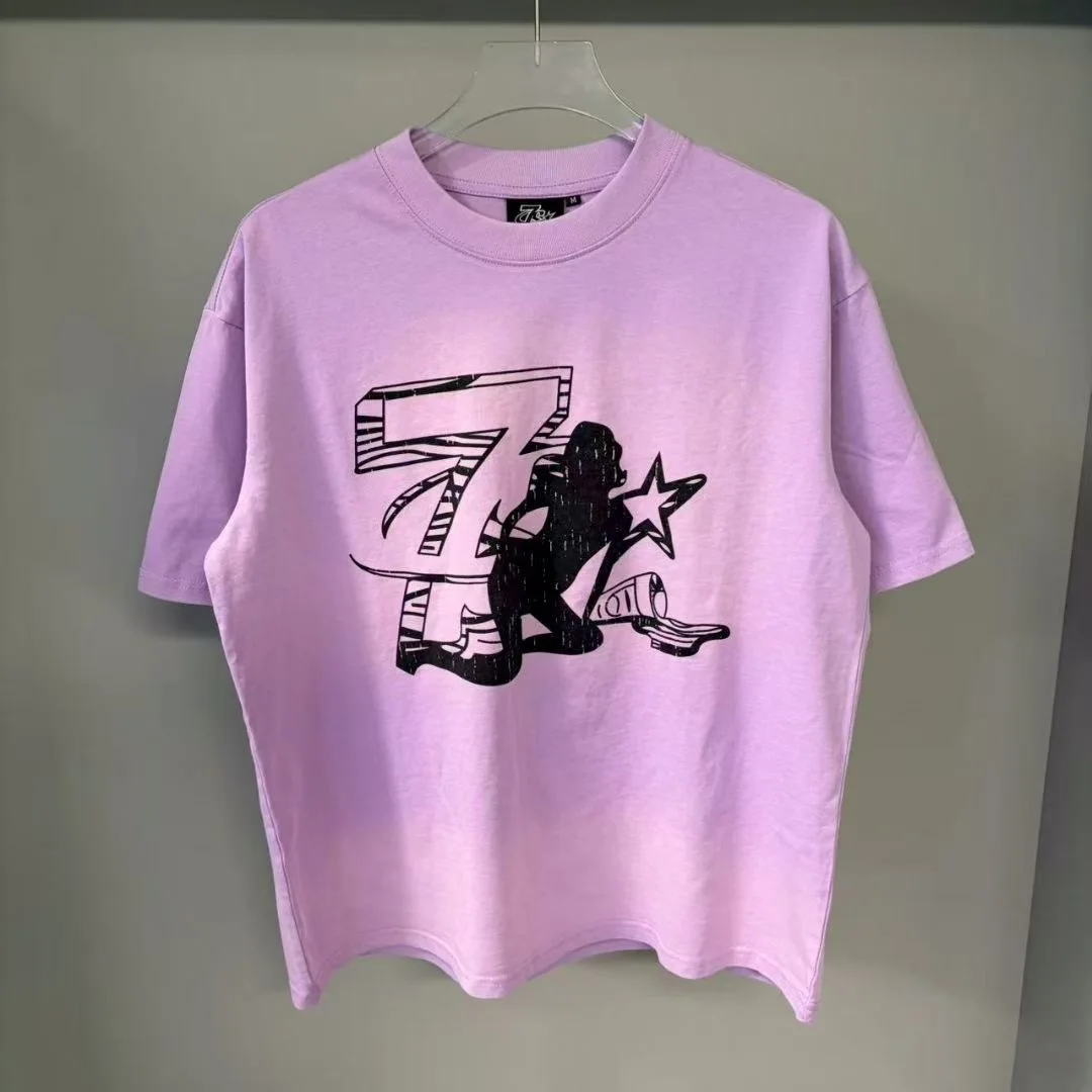 TRIPLE SEVENS Trendy Retro Style Printed Summer New Design Men's and Women's Loose-Sleeved T-shirt
