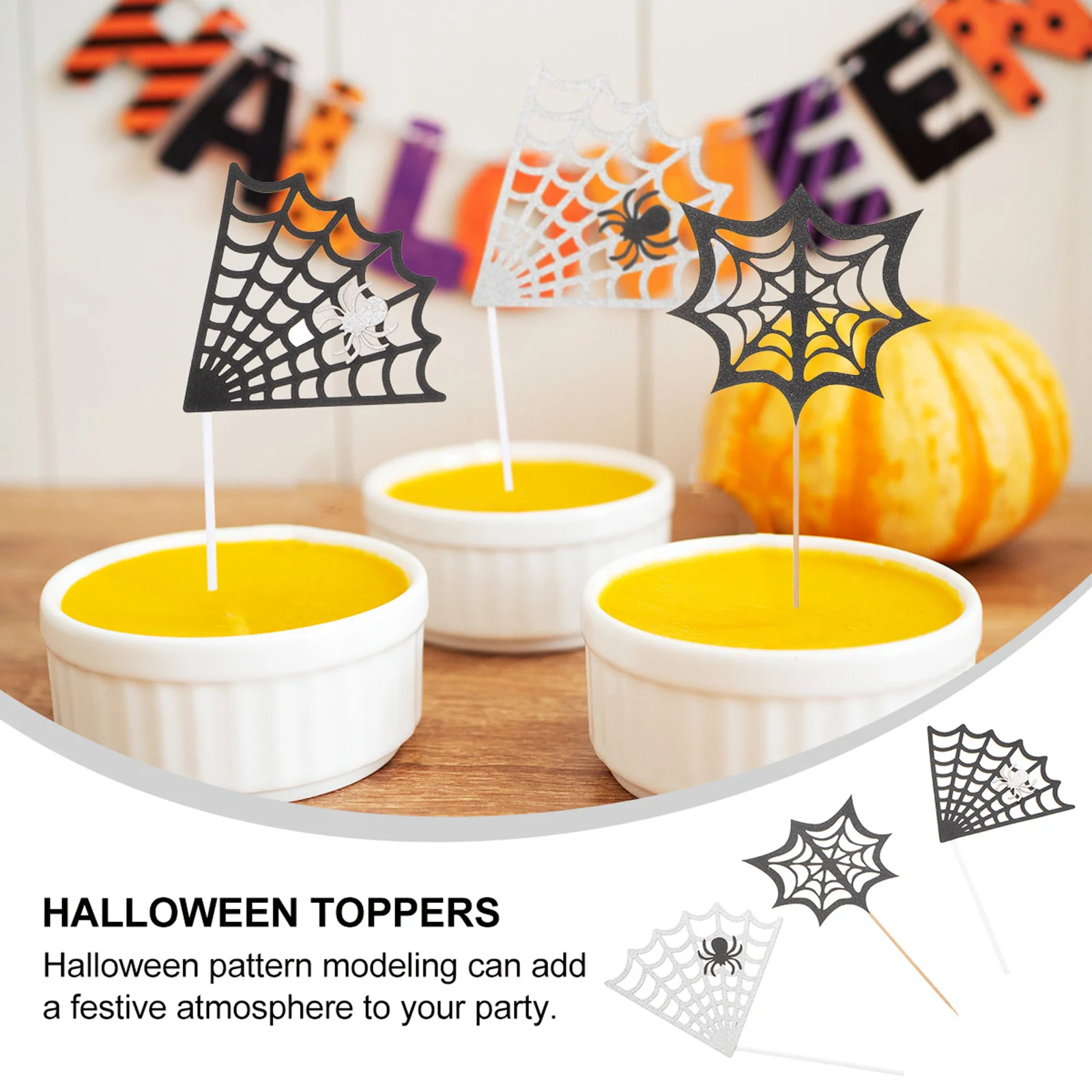 17 pièces décorations araignée Halloween gâteau Inserts ornements de fête Toppers