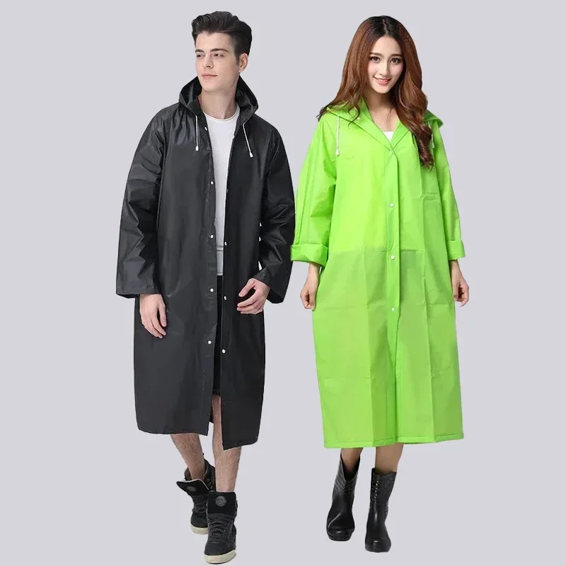 Premium Quality EVA Motorcycle Raincoat with Hood 1 Piece Unisex Rainwear for Women and Men See-through Waterproof Bodysuit