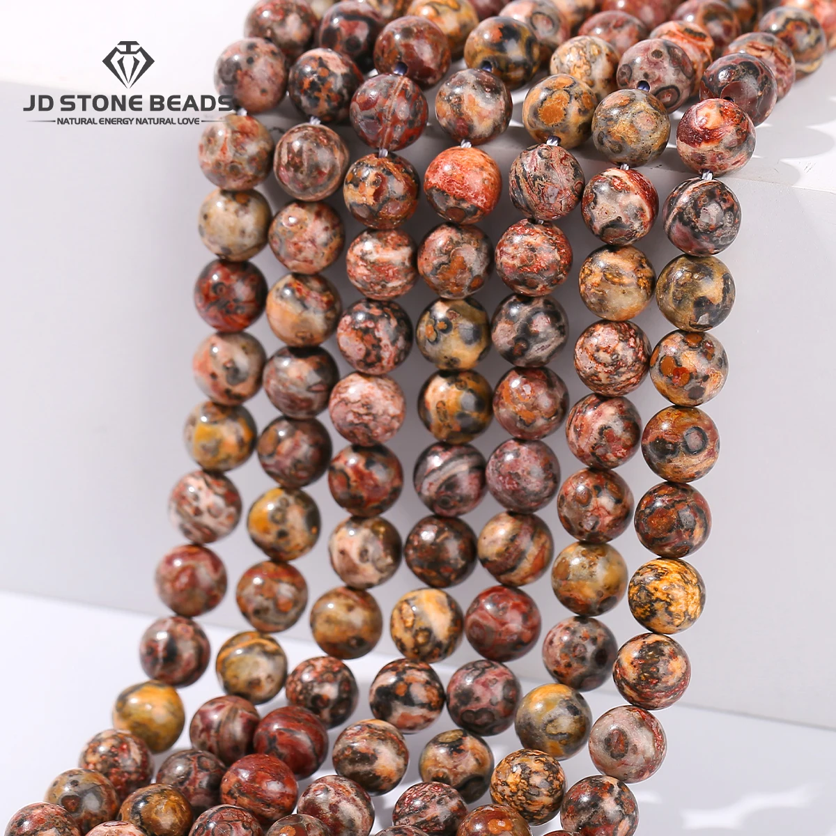 Natural Stone Red Leopard Skin Jasper Beads Round Loose Spacer Bead for Jewery Making DIY Bracelets Necklaces Accessories 15