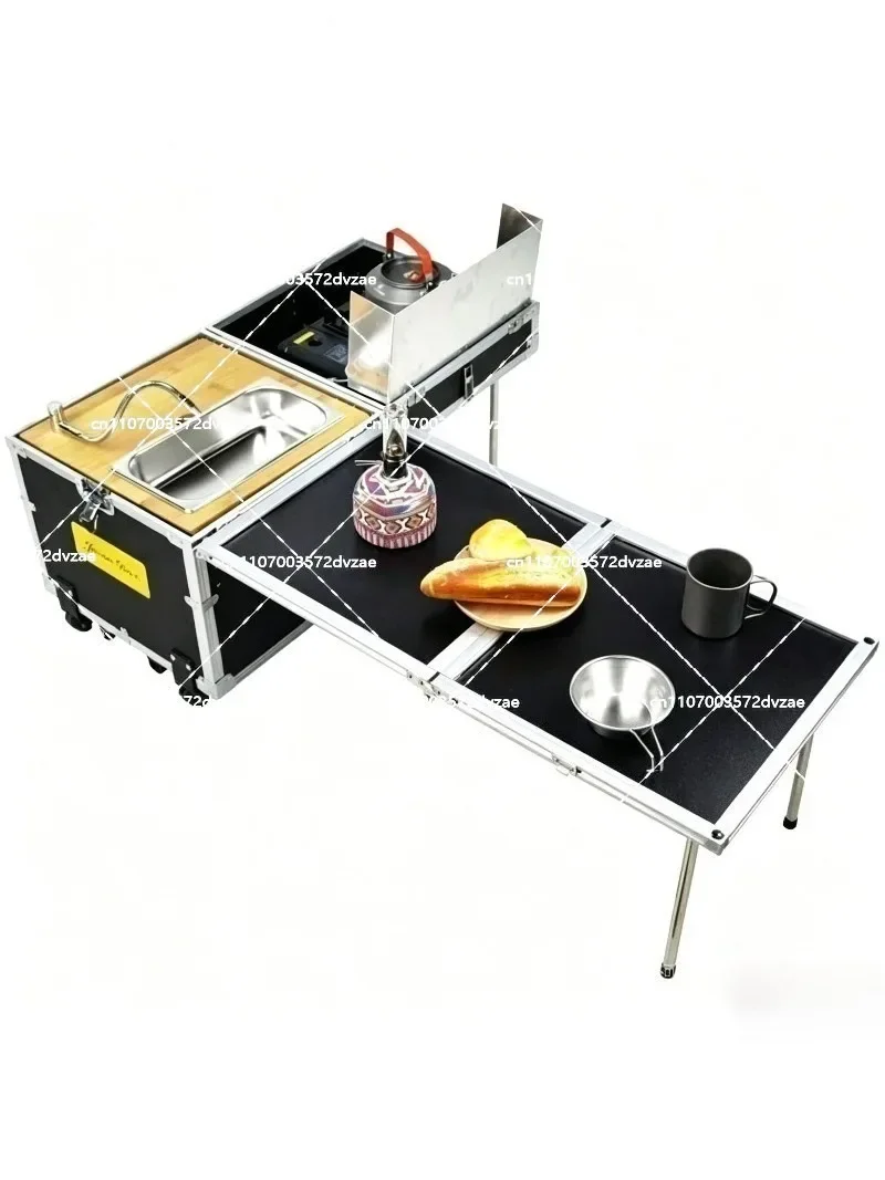 Outdoor Mobile Kitchen Full-Function Small Camping Picnic Stove with Folding Table Car-Accompanying Compact Cooking Station