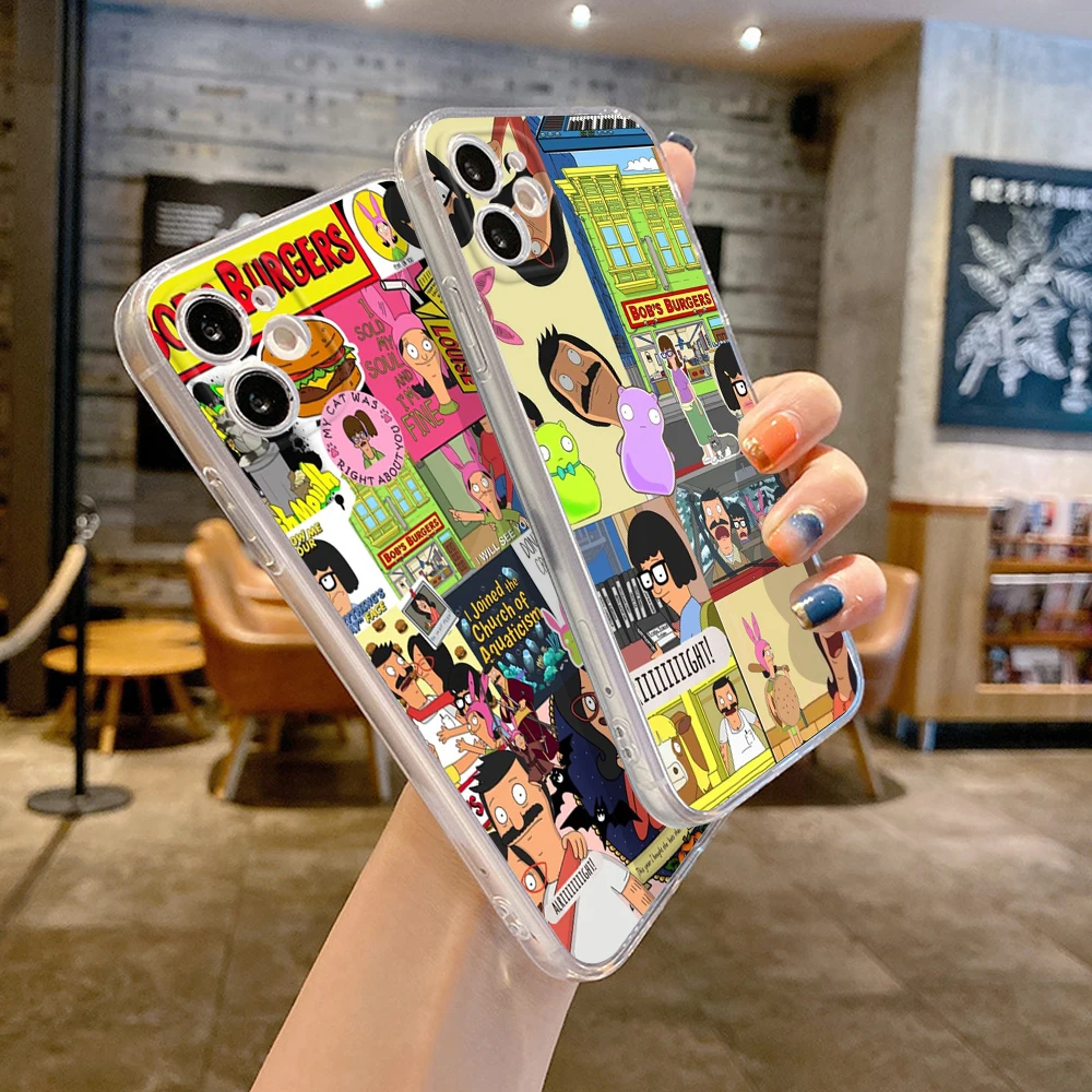 For IPhone 15 PRO Anime B-bob Burgers Phone Case for IPhone 13 11 12 Pro XR XS MAX 8 X 7 14 Plus 13mini Transparent Covers