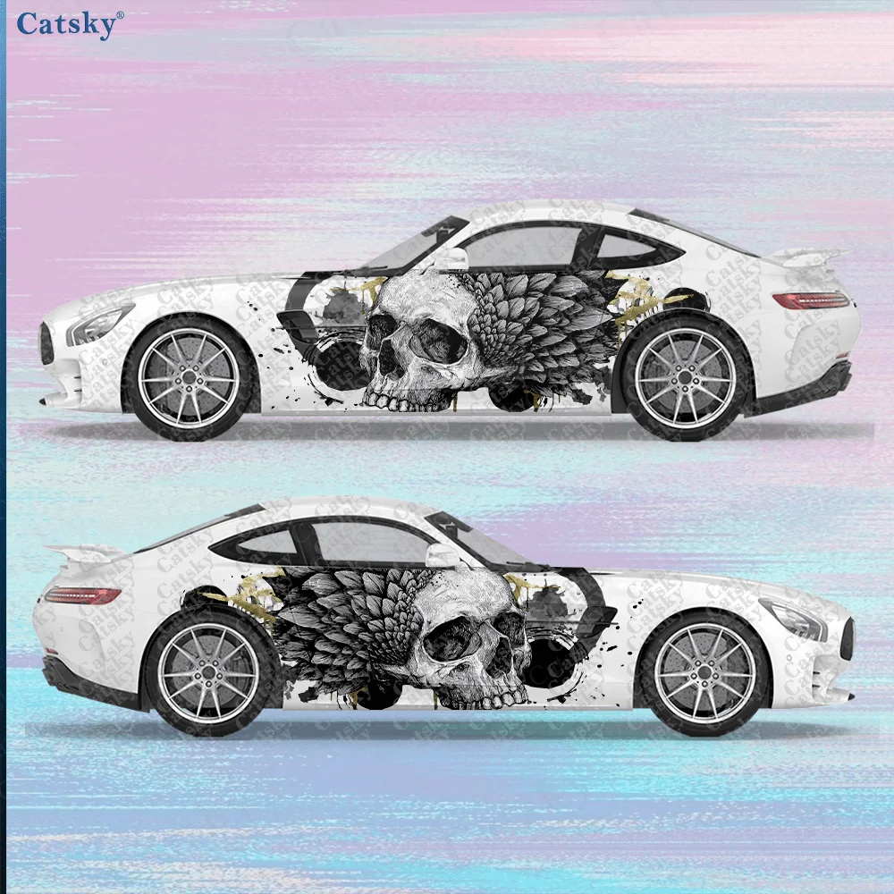 

2 шт. наклеек на боковые части автомобиля с изображением птичьего черепа, самоклеящиеся, из ПВХ, водонепроницаемые и устойчивые к царапинам, модные наклейки