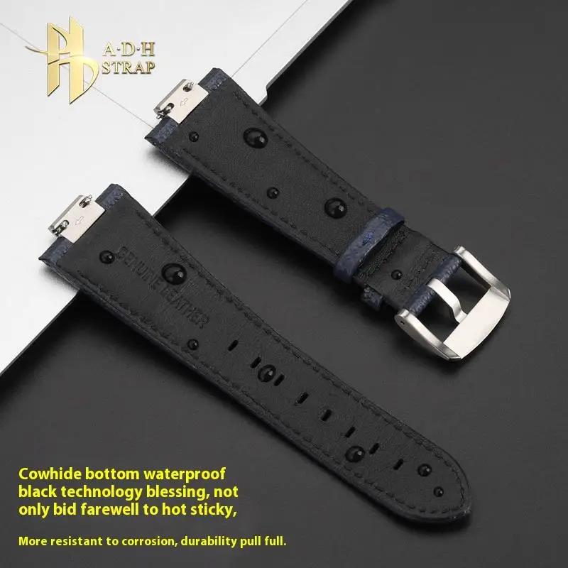 Correa de reloj de cuero genuino con estampado de lichi a la moda para Tissot 1853 PRX T137.410A T137.407A pulsera de cuero de vaca T137