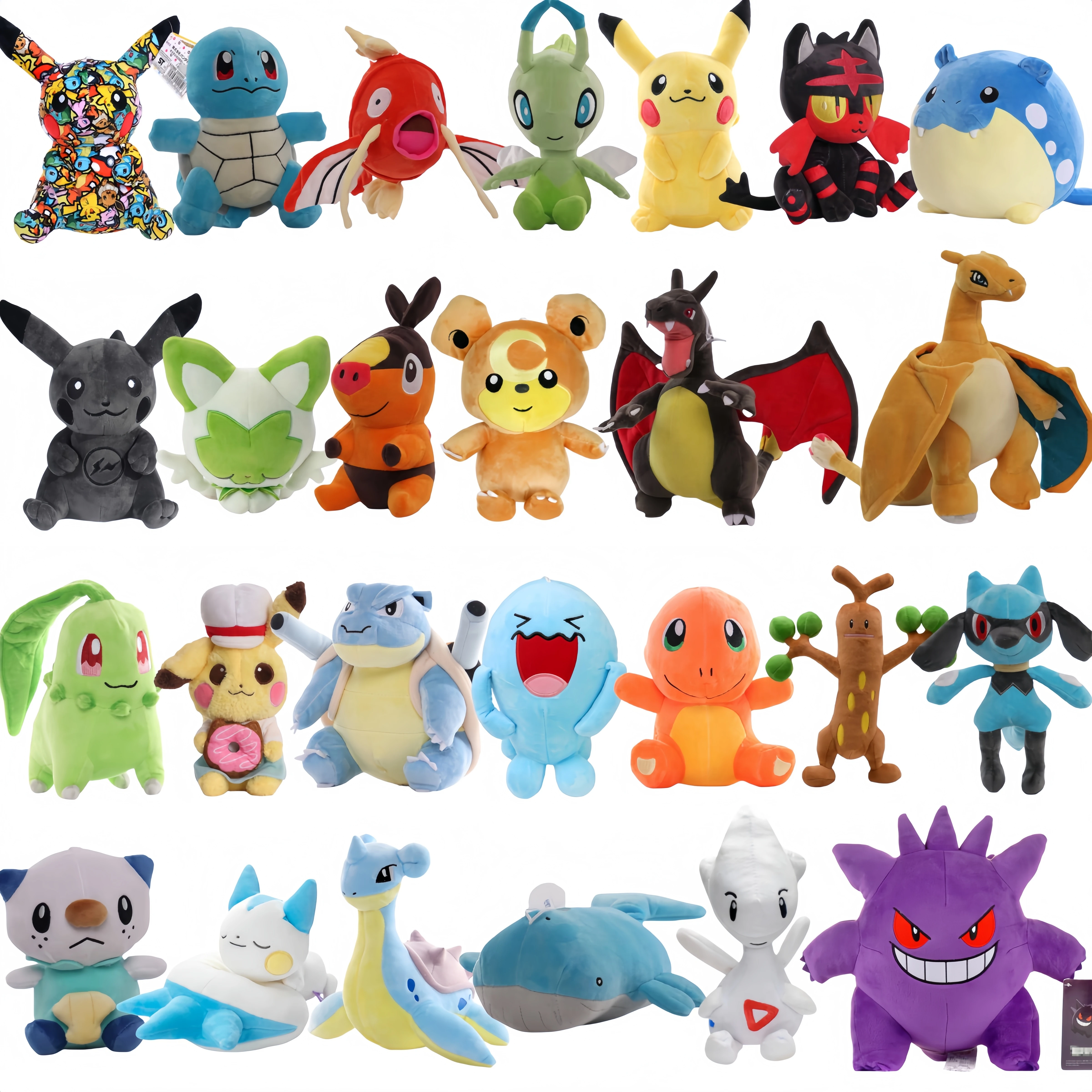 

Dark Pikachu Plush Toy Pokemon Sudowoodo Oshawott Blastoise Celebi Tepig Stuffed Doll Eevee Chikorita Gengar Sprigatito Kid Gift