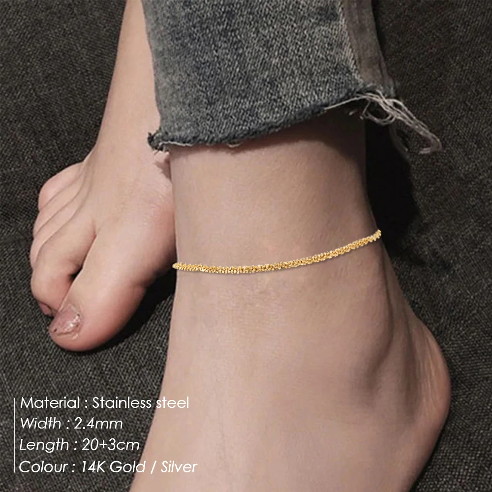 eManco Adjustable Cauliflower Chain Anklet Stainless Steel Gold Plated Women's Accessories Wholesale