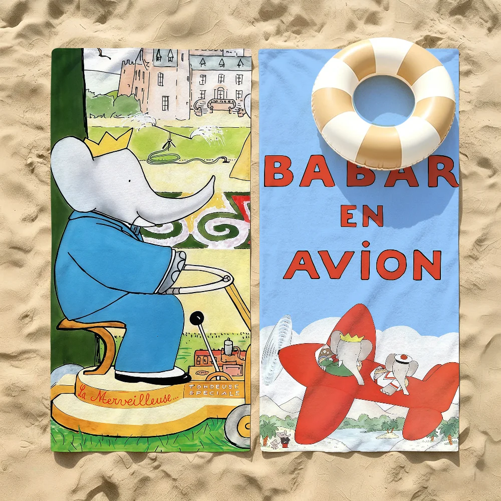 Anime Babar The Elephant Beach Towel For Beaches Yoga Studios Gyms Hot Springs Swimming Pools And Picnics