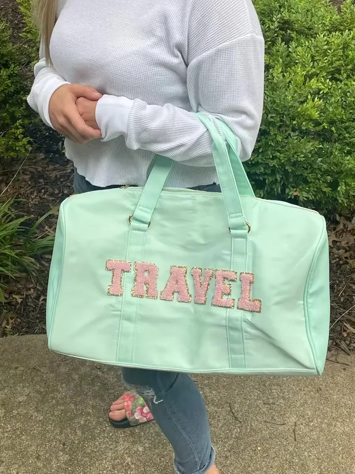 Waterproof Chenille Patches Custom Nylon Large Customized Duffel Bag-Travel Bag-Personalized Bag-Bridesmaid Gift-Birthday Gift