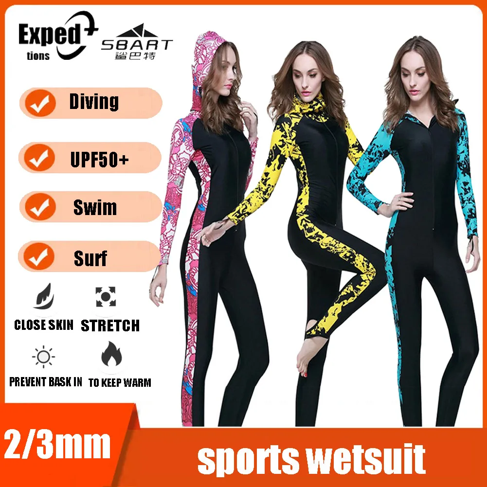 One-piece Swimsuit Beachwear Women Long-sleeve Tight-fitting Wetsuit Hooded Beach Sunwear Outdoor Diving Swimming Tight Wetsuit