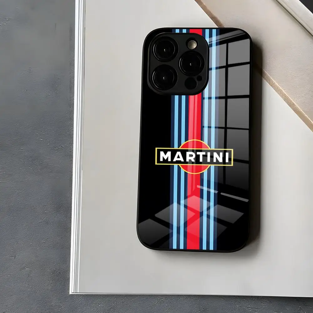 Martini Racing Horizontal Stripe Phone Case  for Iphone 15 13 12 14 11 Pro Max Mini X Xr Xs 8 7 Puls 6 man glass cover